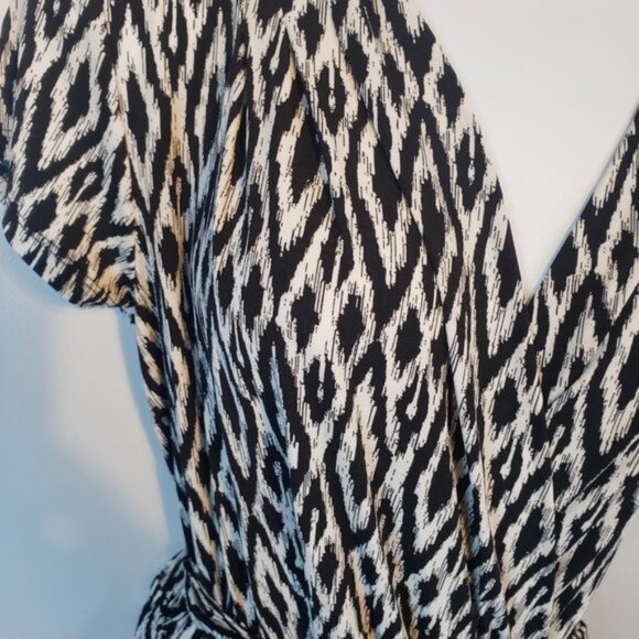 Banana Republic Stretch Short Sleeve Black White Print Dress Medium M / R21 - Picture 3 of 6